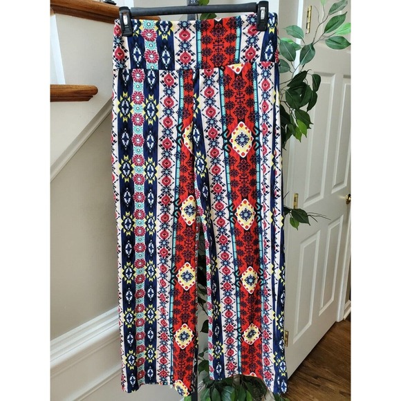 Multicolor Boho Womens Polyester High Waisted Wide Leg Calypso Pant Small - Picture 5 of 7